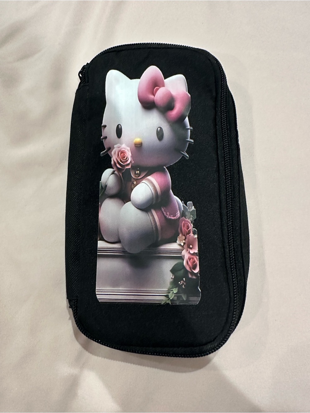 Hello Kitty Black Pouch with Pink Bow and Rose Accents